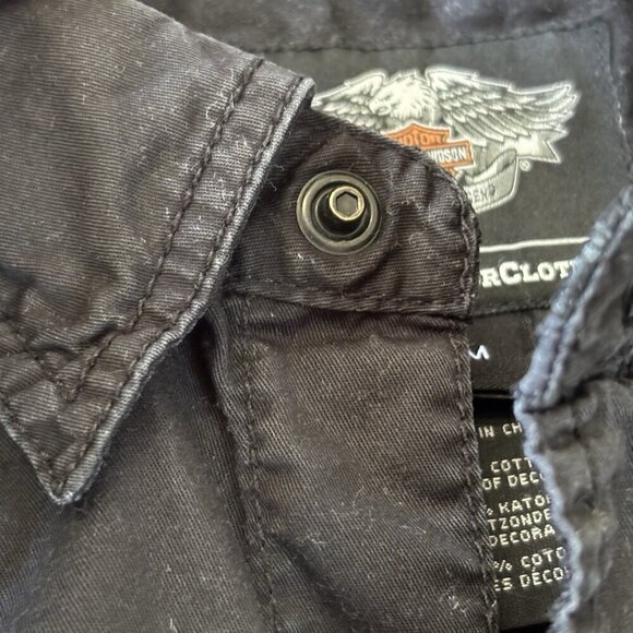 Harley Davidson Shirt Mens M Black Pockets Biker Tank Cut Off Distressed Logo - Picture 8 of 15